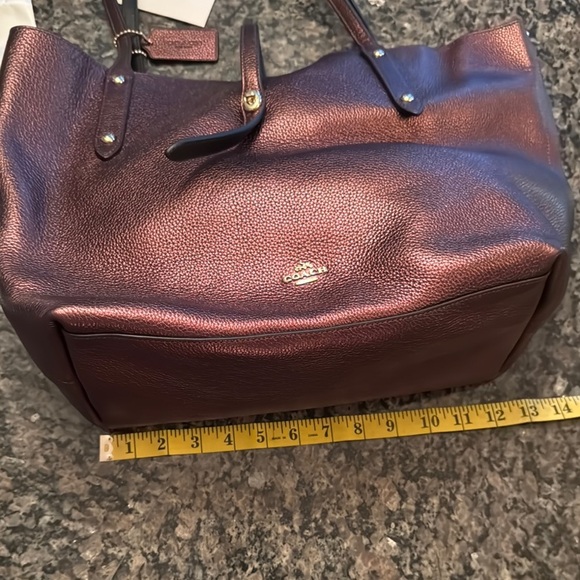 Coach pebbled leather Metallic Bronze tote Bag NWT - Picture 6 of 16